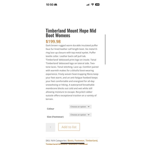 Timberland Mount Hope Mid Boot Womens Sz 10 - Picture 9 of 9